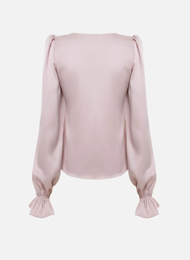 Lichi Satin blouse with lace trim